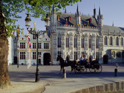 Horse-Drawn Carriage, Town Hall, Brugge, Belgium     1600x1200 horse, drawn, carriage, town, hall, brugge, belgium, , , 