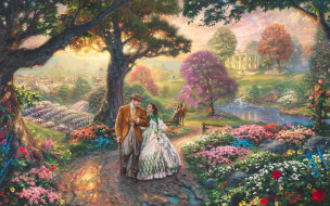 Gone with the wind     2560x1600 gone, with, the, wind, , thomas, kinkade, , , , art, painting, 