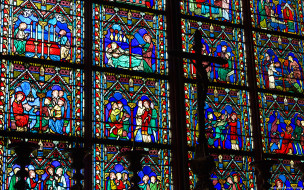 stained, glass, of, notre, dame, cathedral, paris, , 
