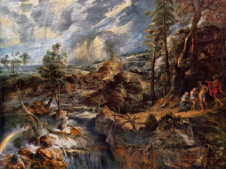 rubens, landscape, with, thunderstorm, , pieter, paul