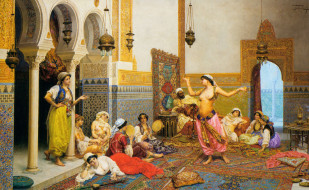 Giulio Rosati - The Harem Dance     3000x1845 giulio, rosati, the, harem, dance, , , , 