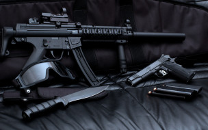 оружие, пистолет, винтовка, маска, магазин, автомат, нож