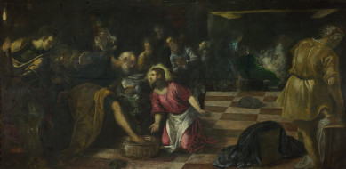 Jacopo Tintoretto - Christ washing the Feet of the Disciples     3000x1466 jacopo, tintoretto, christ, washing, the, feet, of, disciples, 