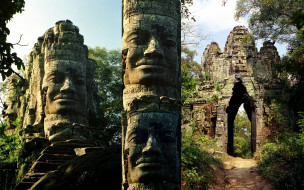 West gate of Angkor Thom     1920x1200 west, gate, of, angkor, thom, , , , , 
