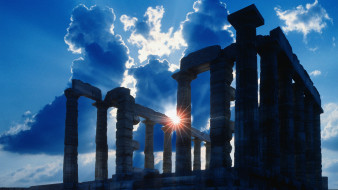 ♥ღ Sun Behind Temple of Poseidon ღ♥     1920x1080 9829, 4326, sun, behind, temple, of, poseidon, , , , , , 