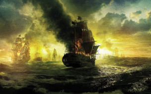 pirates, ship, on, fire, , , of, the, caribbean, stranger, tides, , , , , 