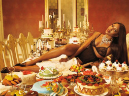 Naomi Campbell, девушки, , , белье, колье, браслет