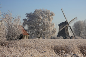      3000x2000 , , grass, windmill, house, ice, trees, winter