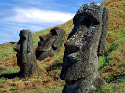 moai, statues, rano, raraku, easter, island, , , , , , , , 