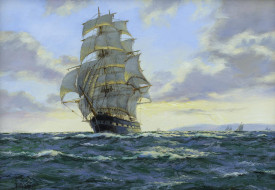 Henry Scott  - Evening Clouds, Clipper Ship Golden Fleece     2000x1382 henry, scott, evening, clouds, clipper, ship, golden, fleece, , , , 
