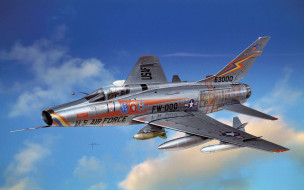 North American F-100 обои для рабочего стола 3200x2000 north, american, 100, авиация, 3д, рисованые, graphic, сша, ввс, сверхзвуковой, истребитель