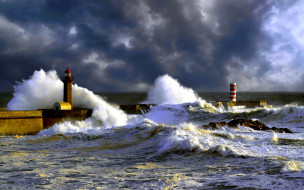 sea, storm, природа, стихия, пена, мол, волны, шторм, океан, маяк