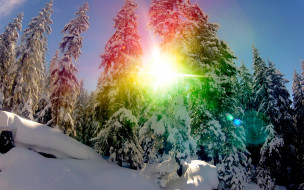 SNOW RAINBOW     2560x1600 snow, rainbow, , , , , , 
