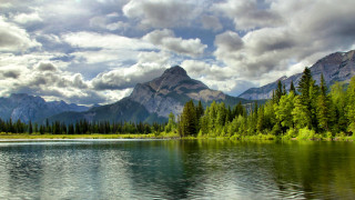 mount, mcgillivray, alberta, canada, природа, реки, озера, облака, лес, озеро, горы, канада, альберта