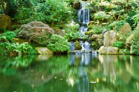 Portland Japanese Gardens Waterfall     2048x1365 portland, japanese, gardens, waterfall, , , , , 