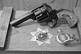 оружие, револьверы, звезда, шерифа, часы