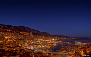 города, монте, карло, монако, monaco, панорама, ночной, город