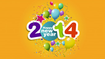      8120x4567 , , , , , happy, new, year, 2014, , , , , , stars, ballons