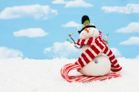 , , , , , sky, snow, , , christmas, holidays, new, year, , , , snowman, scarf, , clouds