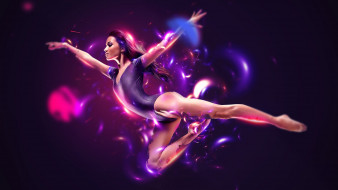      2793x1571 , , flying, begie, purple, dancing, abstract, lights, pink, woman, athlete