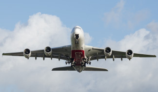 airbus a380, авиация, пассажирские самолёты, авиалайнер, взлет