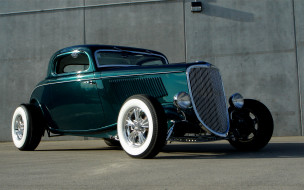 , custom classic car, green, hotrod