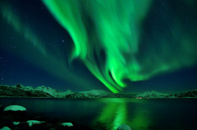 природа, северное сияние, северное, сияние, звезды, ночь, снег, исландия