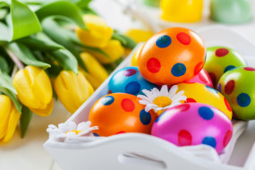      4000x2667 , , , colorful, tulips, easter, flowers, , , , , eggs, spring