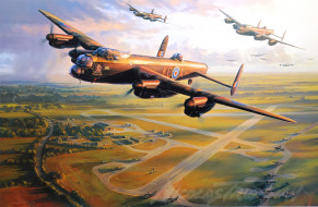      1920x1257 , , aviation, aircraft, airplane, war, dogfight, art, ww2, avro, lancaster