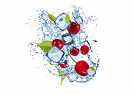      5500x3940 , ,  , , , , , water, ice, cherries, leaflets