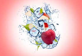 , , , , , , , background, apple, ice, water, drops