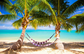      2358x1530 , , vacation, sunshine, summer, ocean, sea, palms, beach, , , , , , hammock, tropical, paradise