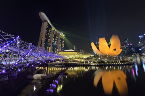 города, сингапур , сингапур, night, lights, singapore, ночные, огни