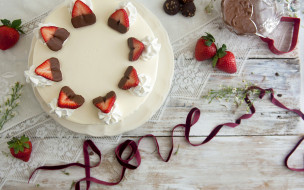      1920x1200 , , love, berries, strawberries, holiday, ribbon, chocolate, , table, cake, , , , food, cheesecake, , dessert, , , , , , , 