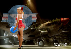      3667x2558  , battlestations,  pacific, woman, airplane, lingerie, red, pin-up, blonde