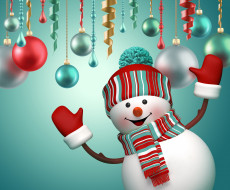      6000x4976 , 3  ,  , snowman, 3d, cute, merry, christmas, new, year, decoration, , , , , 