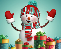      5000x4000 , 3  ,  , snowman, 3d, cute, merry, christmas, new, year, winter, , , , 