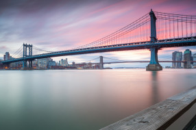 Manhattan and Brooklyn Bridges at sunset     2048x1365 manhattan and brooklyn bridges at sunset, , - , , , 