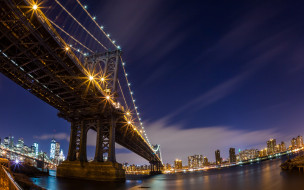 Manhattan Bridge at night     2048x1283 manhattan bridge at night, , - , , , 