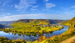 байльштайн , вюртемберг,  германия, города, - панорамы, поля, река, панорама, дома, пейзаж, байльштайн