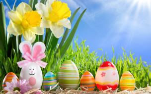      2880x1800 , , happy, , , flowers, eggs, sunshine, spring, easter, , , , 