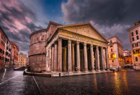 piazza della rotonda and pantheon in the morning,  rome,  italy, , ,   , , , 