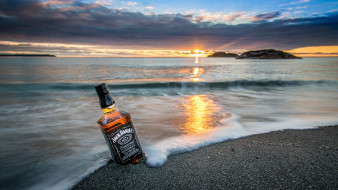 jack daniels, бренды, jack daniel`s, пляж, виски, бутылка