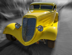 автомобили, custom classic car, желтый