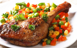 ,  , carrots, vegetables, , , , , chicken, baked, peas, peppers, tomatoes, , , 