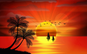      2880x1800  ,  , nature, , , , , palms, tropical, paradise, island, sea, sunset, , , 