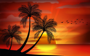      2880x1800  ,  , nature, , , , , palms, island, tropical, sea, paradise, sunset, , 