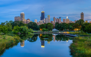 chicago skyline from lincoln park, ,  , , , , 