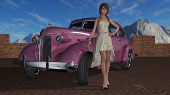      1920x1080 , 3d car&girl, , , , 
