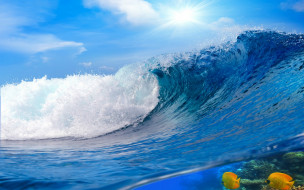 , , blue, ocean, wave, , , sea, sky, splash, 